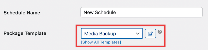 Select media backup template
