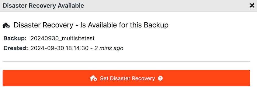 Set disaster recovery for multisite