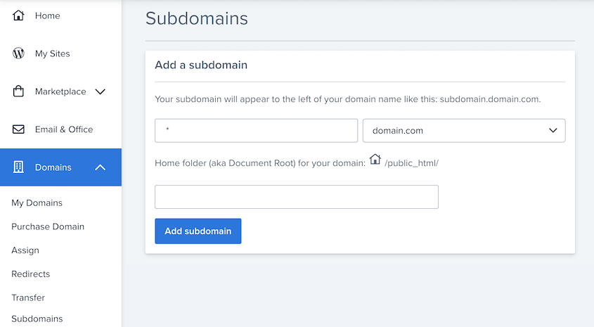 Add wildcard subdomain