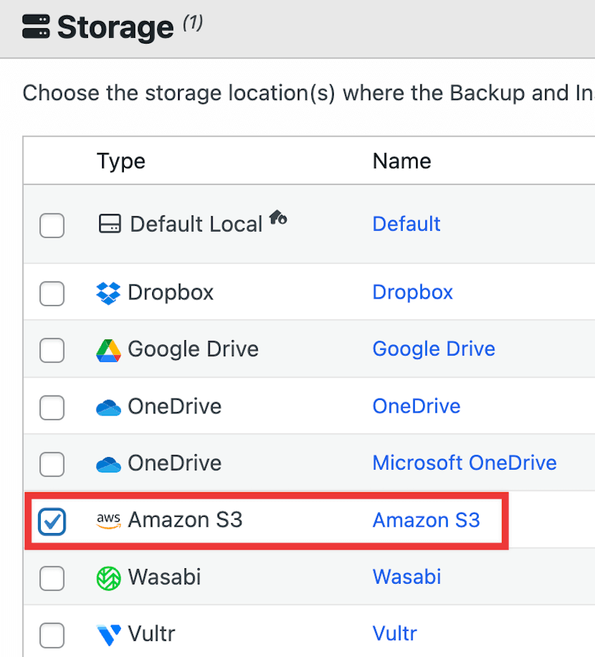 Amazon S3 backup