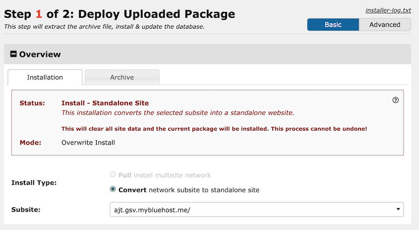 Convert subsite to standalone site