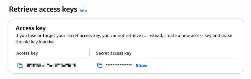 Copy Amazon S3 access keys