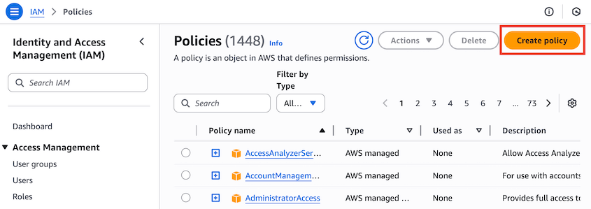 Create Amazon S3 IAM policy