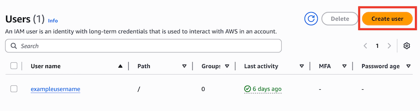 Create Amazon S3 user