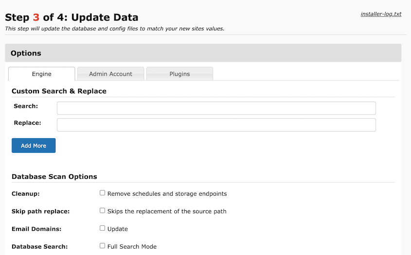 Duplicator search and replace