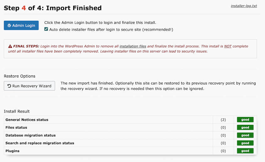 Finished WordPress multisite migration