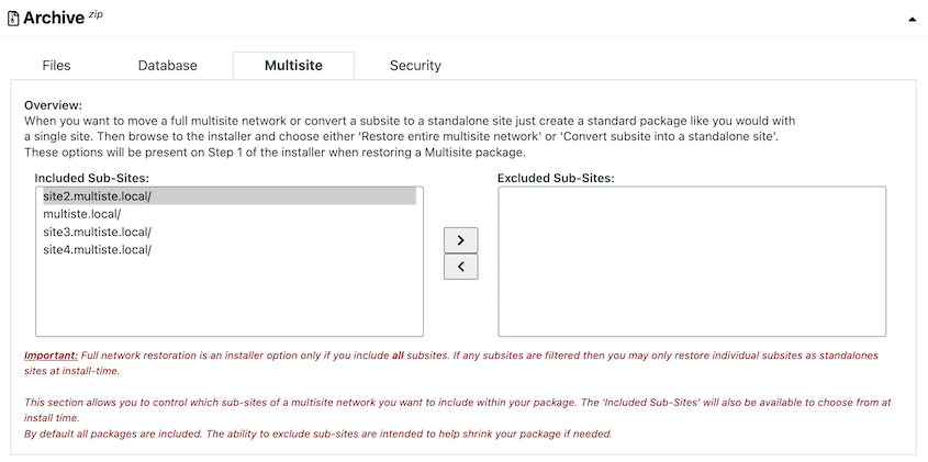 Full multisite backup