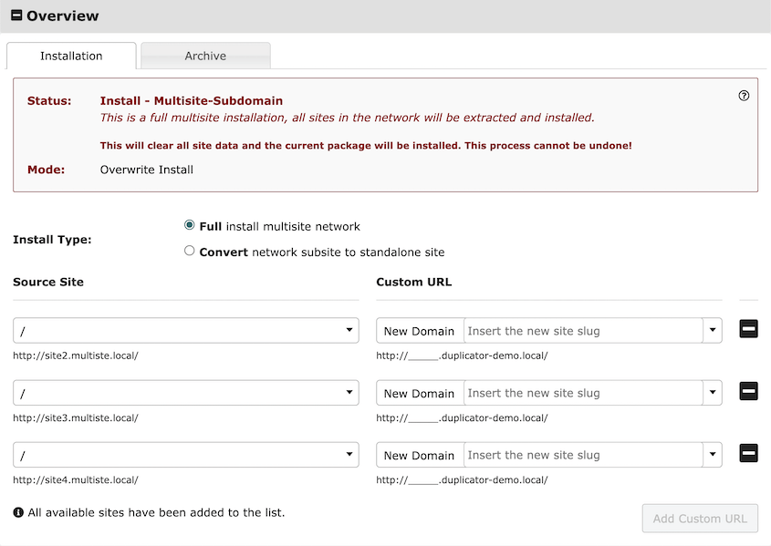 Full multisite migration