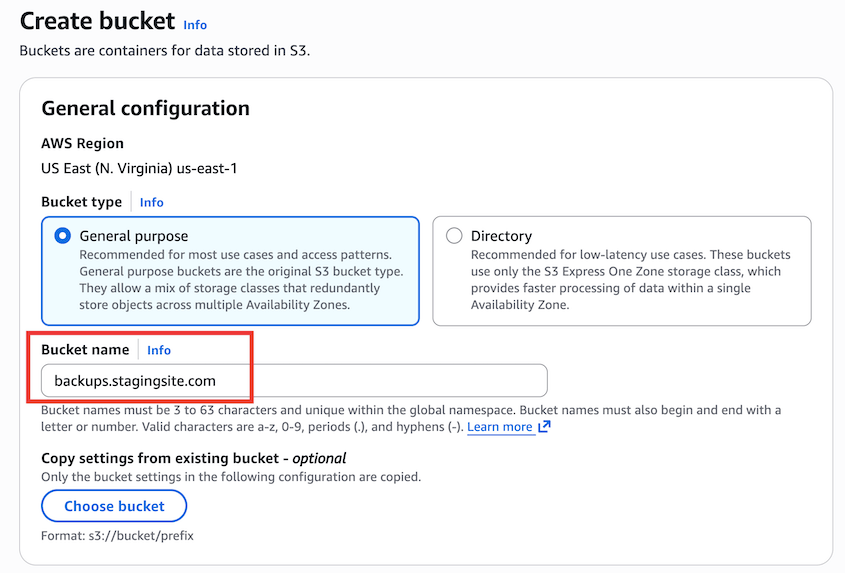 Name Amazon S3 bucket