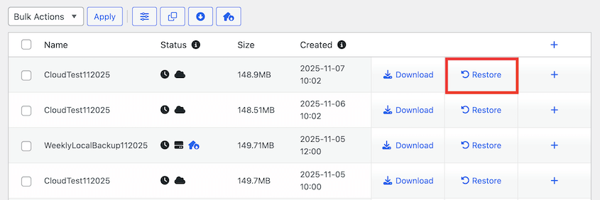 Restore Duplicator cloud backup 