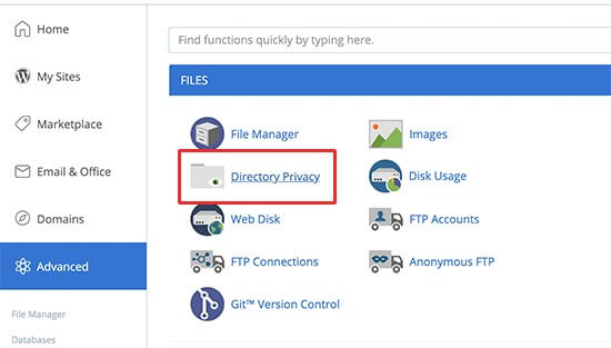 Bluehost directory privacy