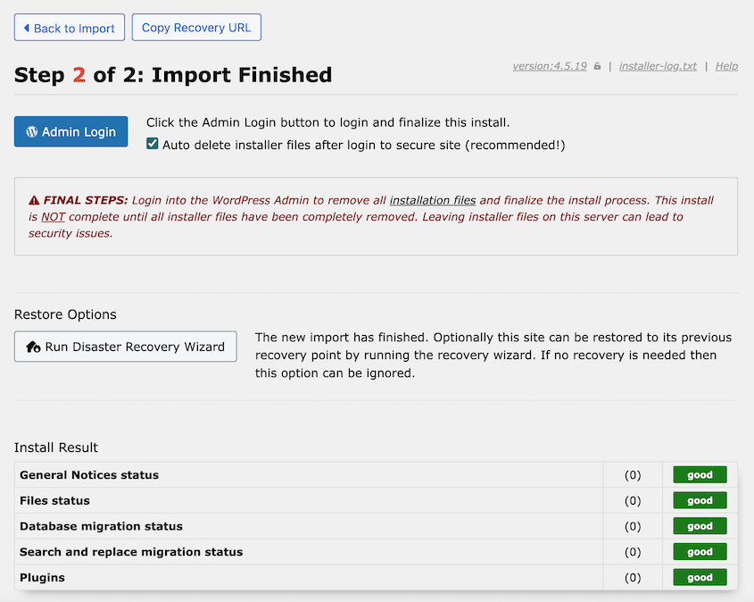 Finished Duplicator import