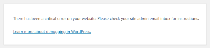 WordPress critical error