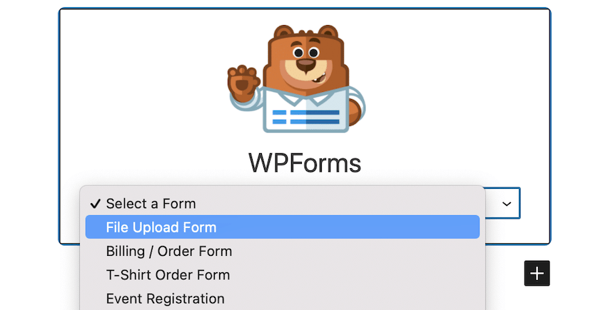 WPForms file upload form block