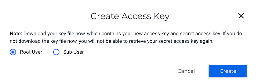 Wasabi access key root user