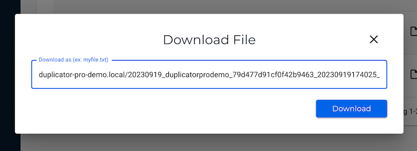 Download Wasabi backup file