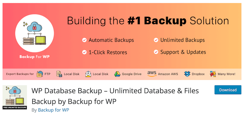 WP Database Backup free backup tool
