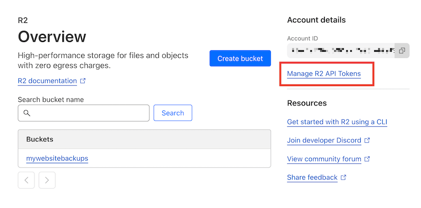 Manage R2 API token