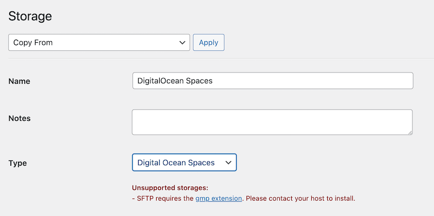 DigitalOcean Spaces storage