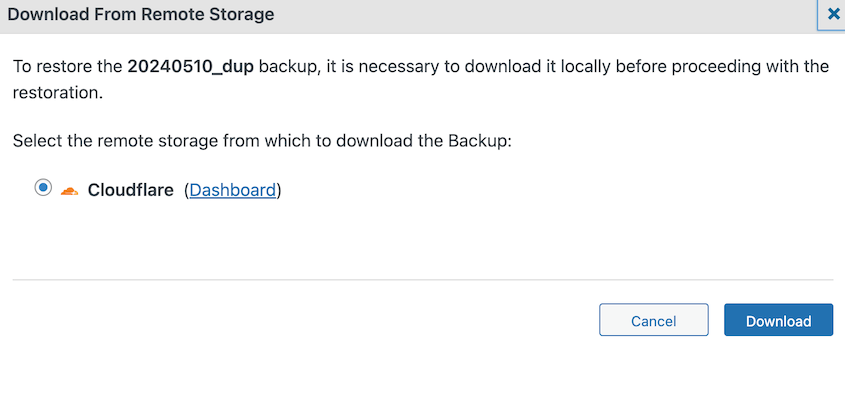Download Cloudflare R2 backup