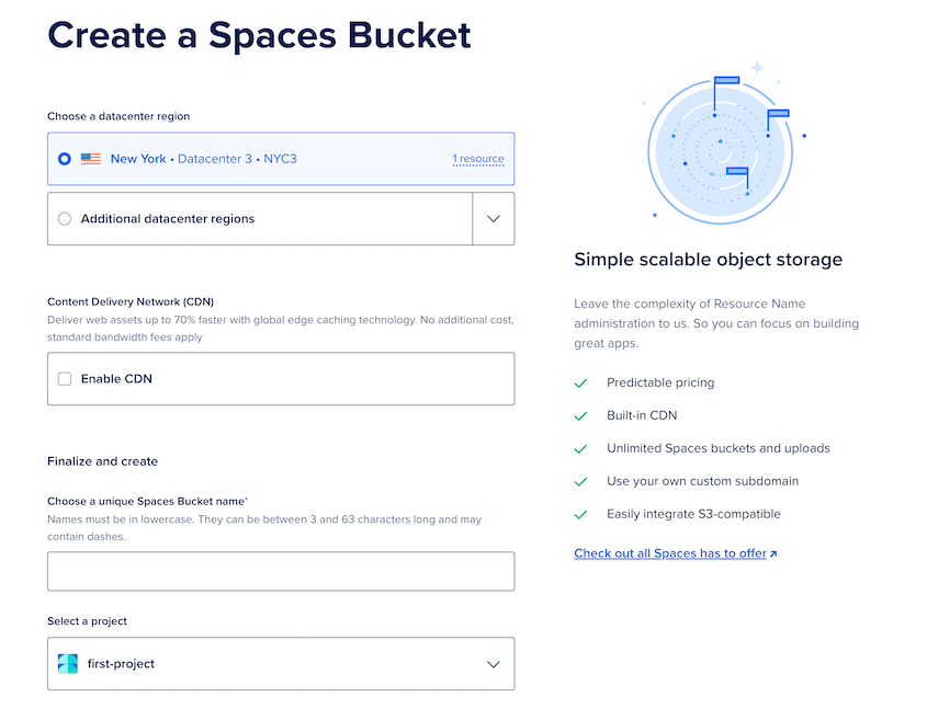 New DigitalOcean Spaces bucket