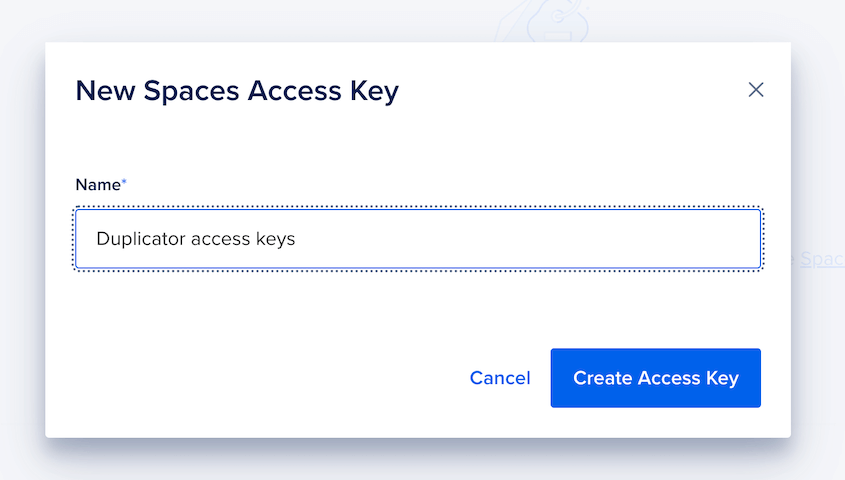 New DigitalOcean Spaces access key