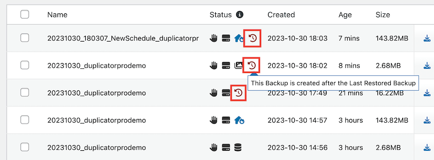 Backup was created after last restored backup