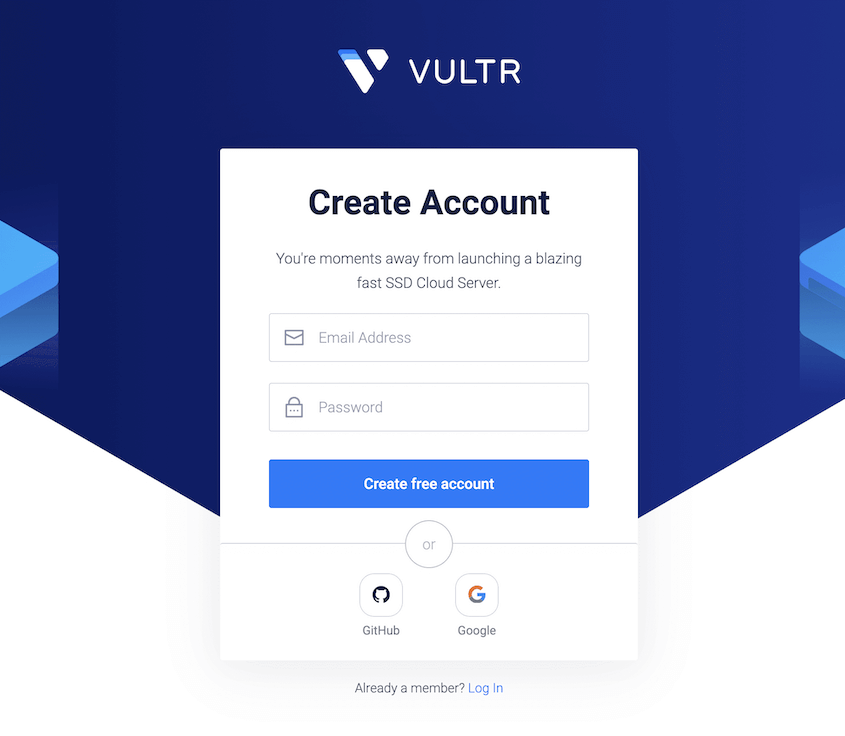 Create Vultr account