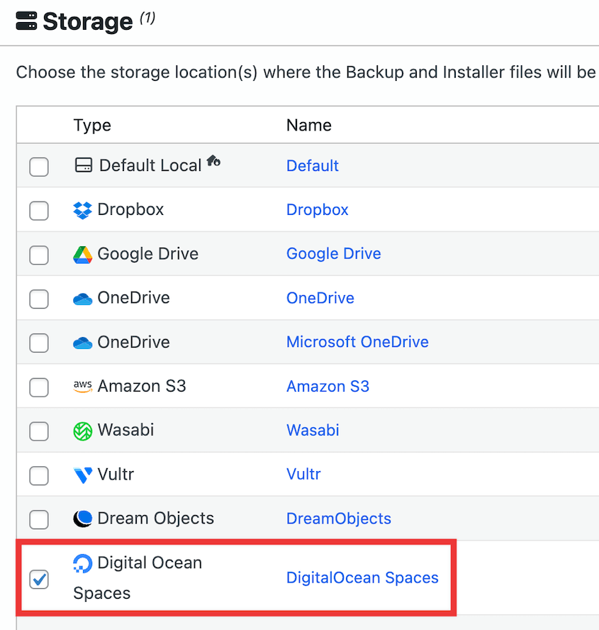 DigitalOcean Spaces backup