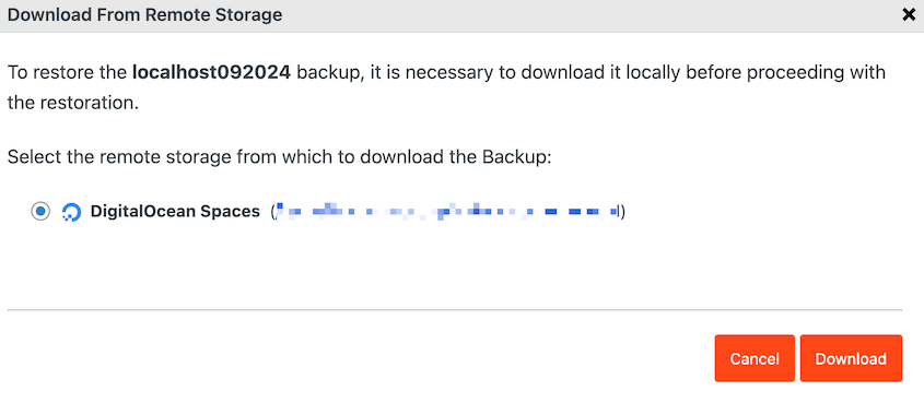 Download DigitalOcean Spaces backup