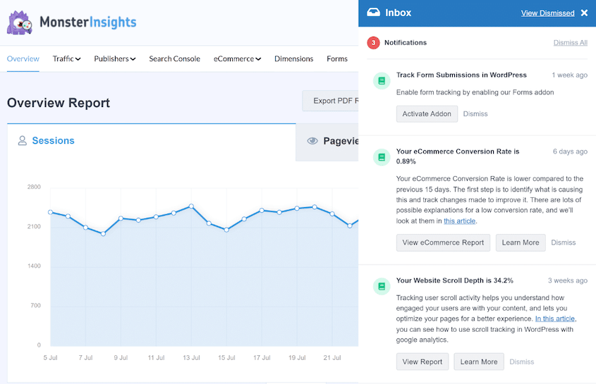 MonsterInsights contextual insights