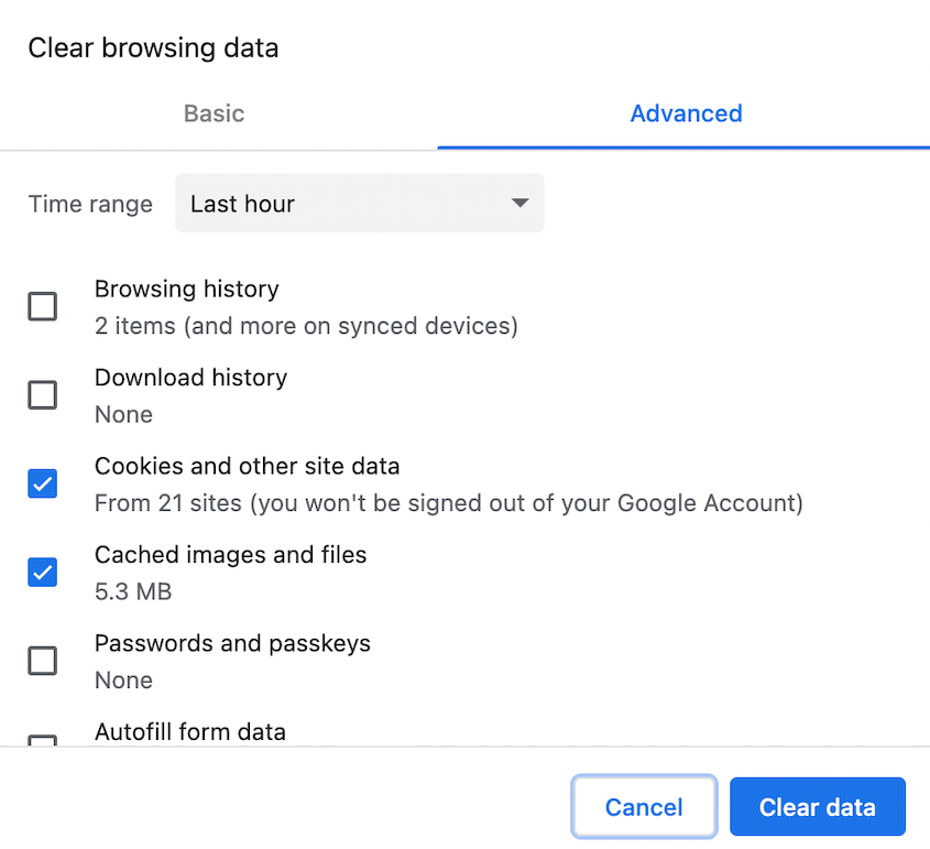 Chrome cache settings