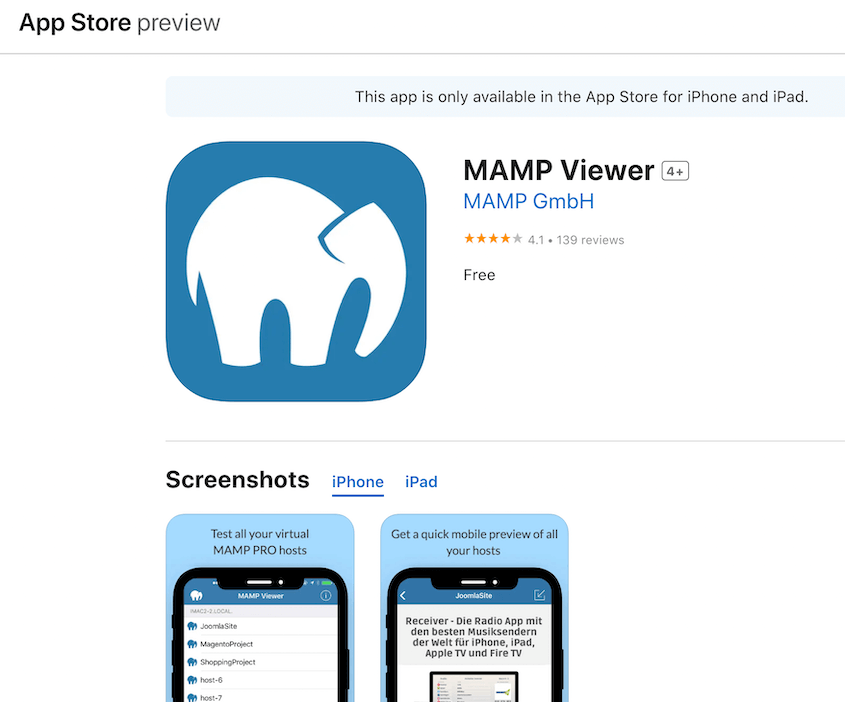 MAMP IOS app