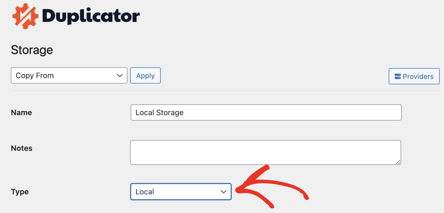 Storing Your Backup to Local Server Duplicator