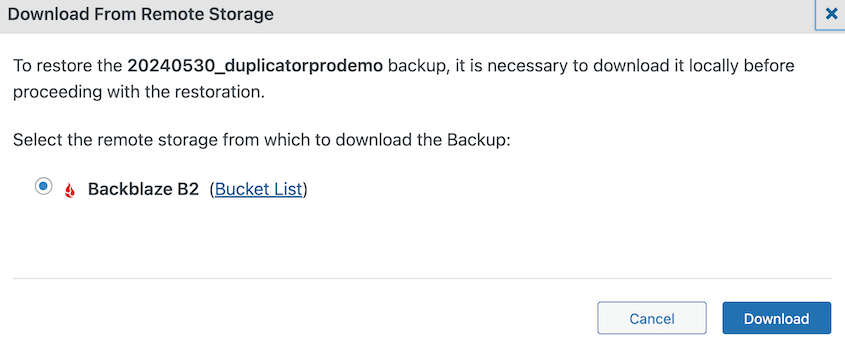 Download Backblaze B2 backup
