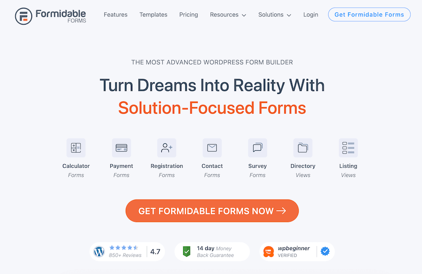 Formidable Forms plugin