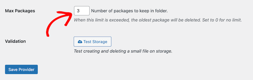 3 backups maximum stored in the cloud