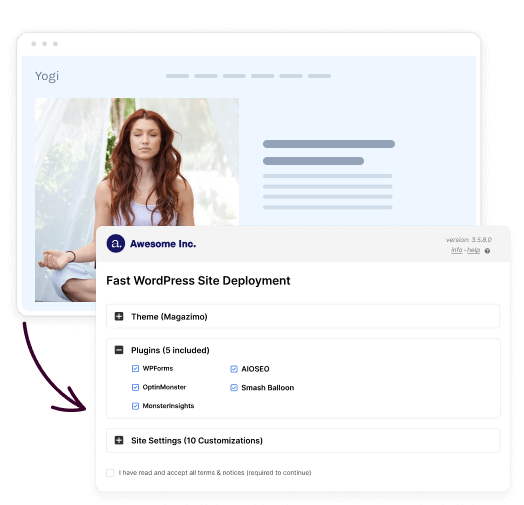 A graphic about using our built-in WordPress website migration wizard