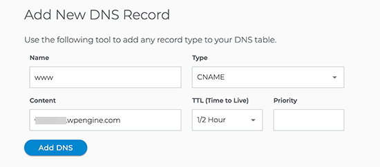 Add CNAME DNS record