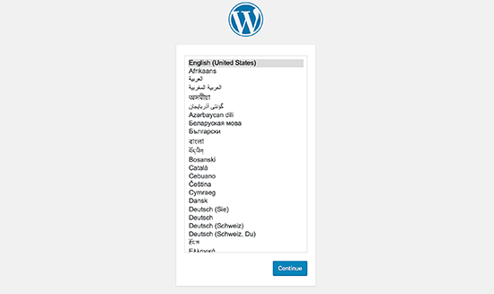 Choose WordPress language
