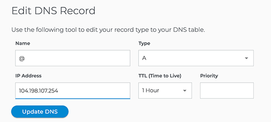 Add IP address to DNS record