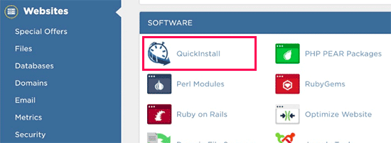 Open QuickInstall in cPanel
