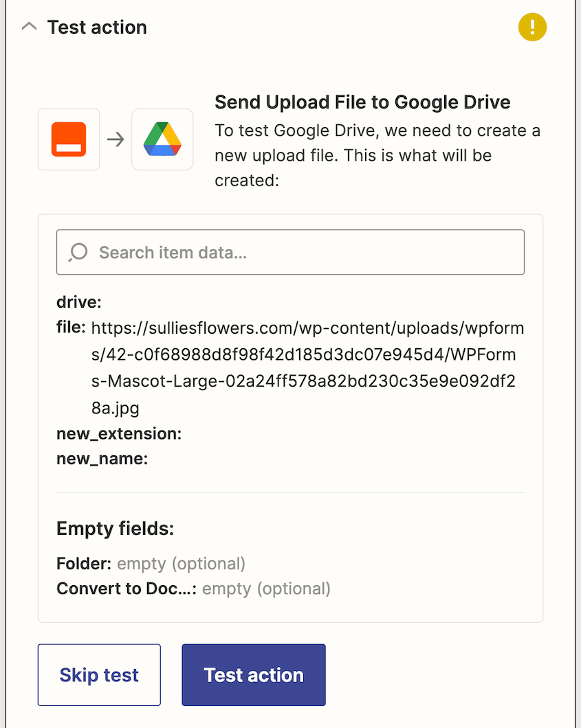 WPForms send file uploads to Google Drive
