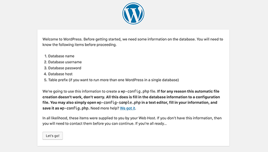 WordPress install requirements