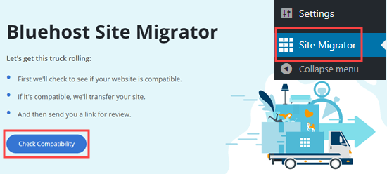 Bluehost Migrator check compatibility