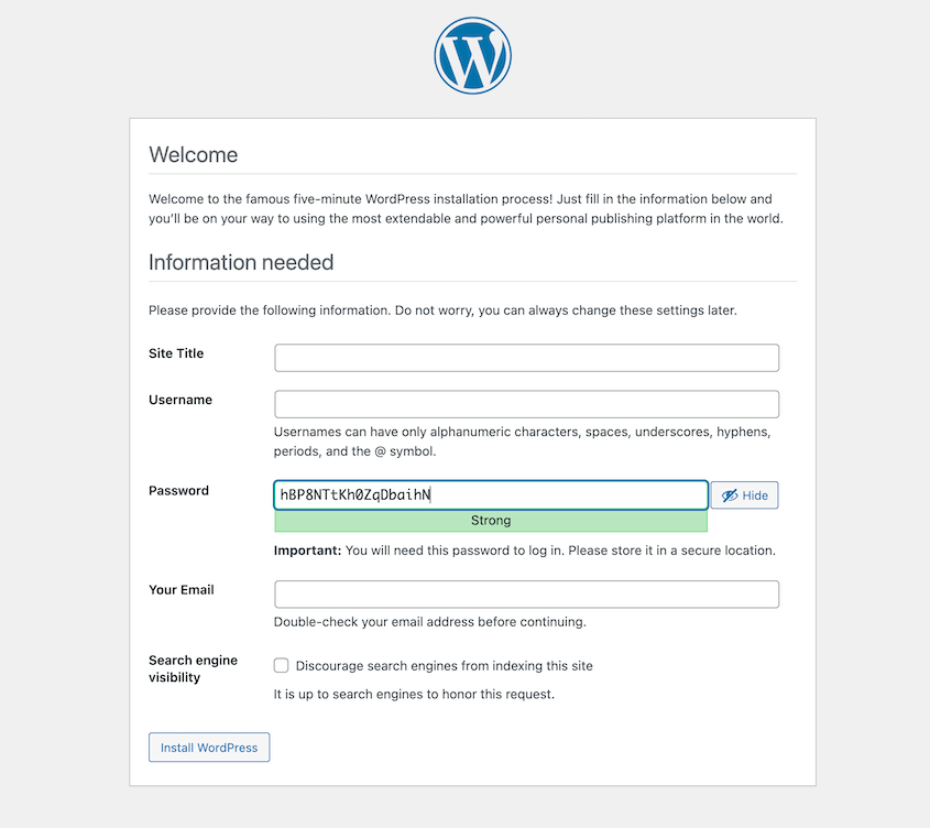Set up WordPress login