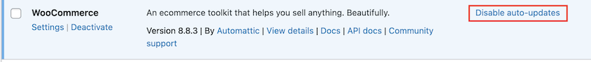 Disable WooCommerce auto-updates