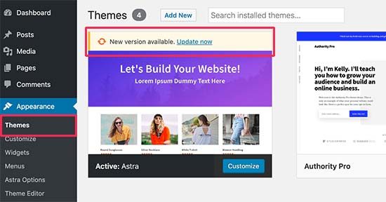 Update WordPress theme