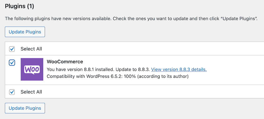 Update WooCommerce