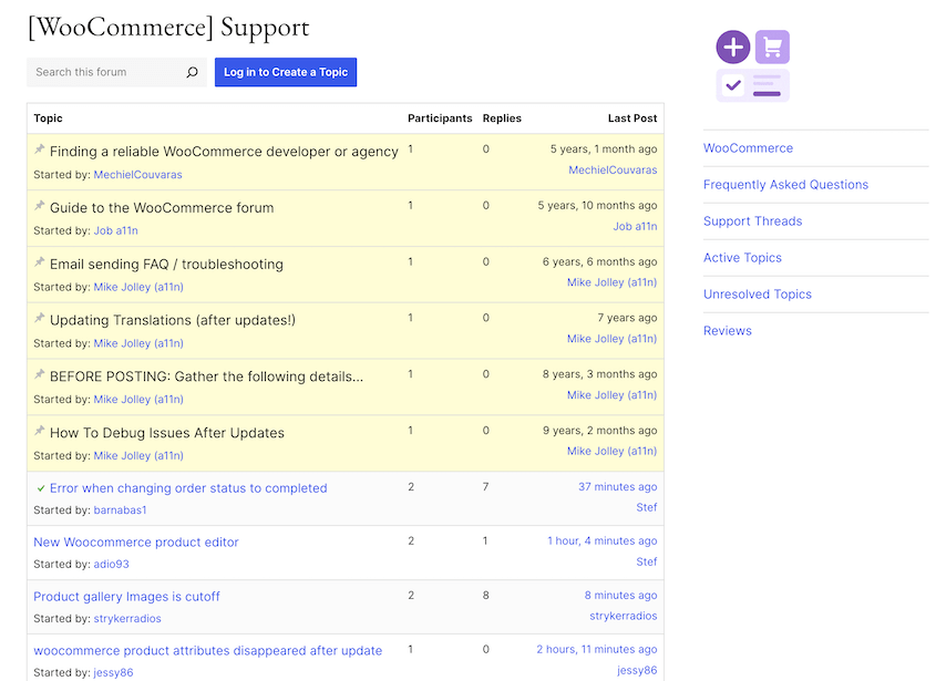 WooCommerce support forum